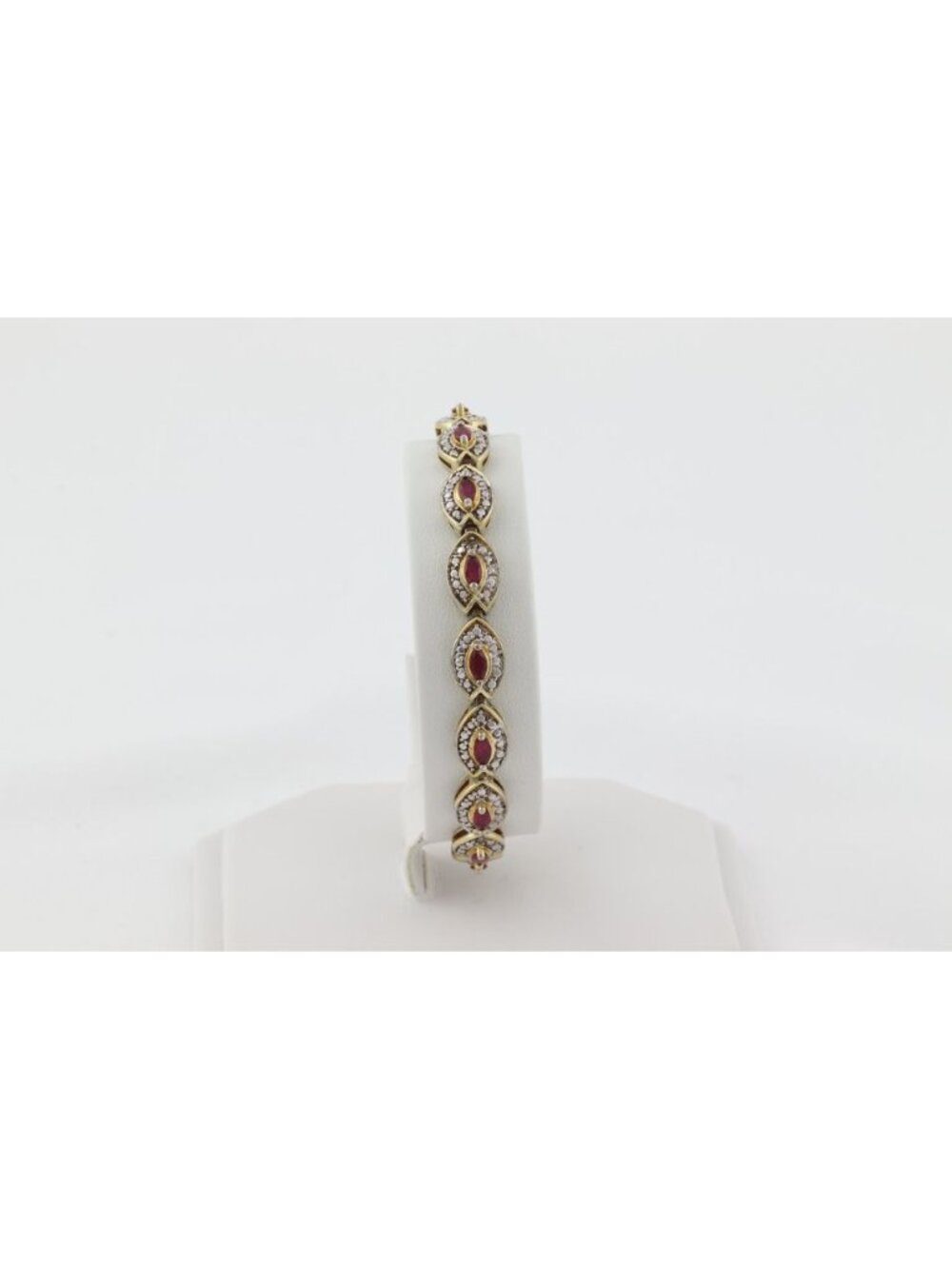 18k Gold Over Sterling Silver Lab Created 2 ct Ruby Tennis Bracelet 7 1/4" inch - Picture 3 of 8
